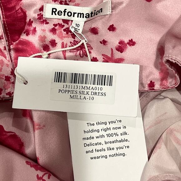 NWT Reformation Poppies Silk Dress – Floral Print | 100% Silk | Romantic Maxi - Picture 9 of 11